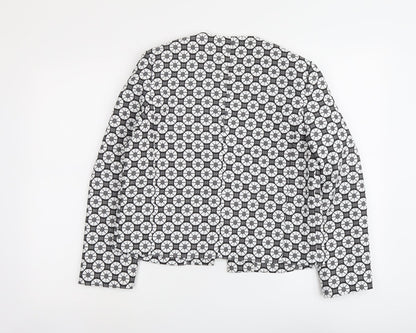 Back view of Missguided women’s grey geometric polyester jacket blazer, size UK 10