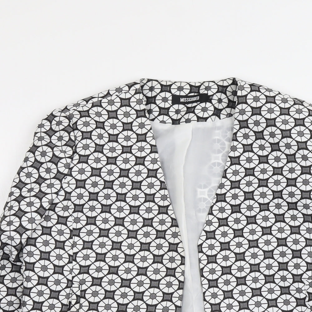 Missguided Womens Grey Geometric Polyester Jacket Blazer Size 10