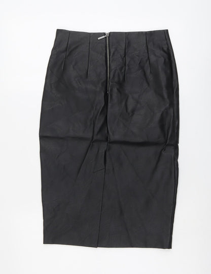 Oasis Womens Black Polyester A-Line Skirt Size 8 Zip