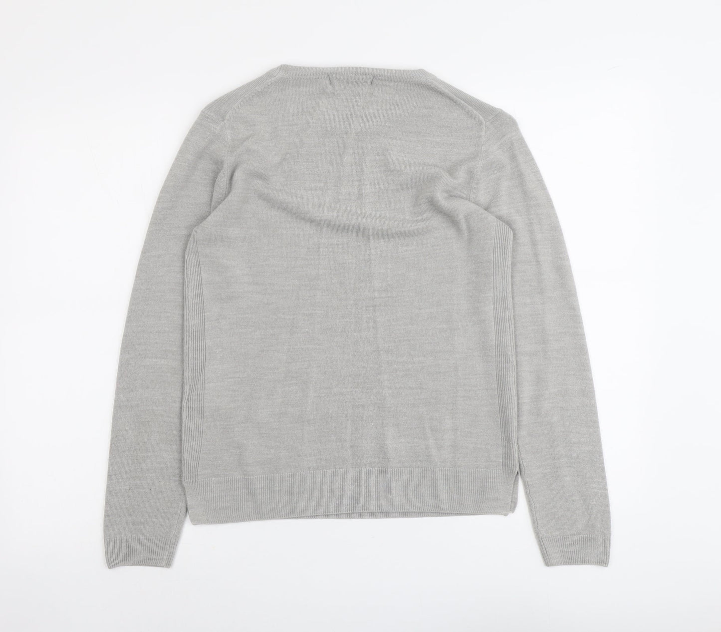 Marks and Spencer Womens Grey Round Neck Acrylic Pullover Jumper Size 10