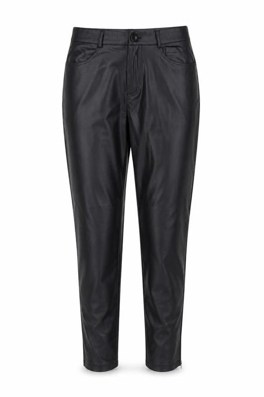 CBR Womens Black Cotton Trousers Size M L26 in Regular Button - Faux Leather