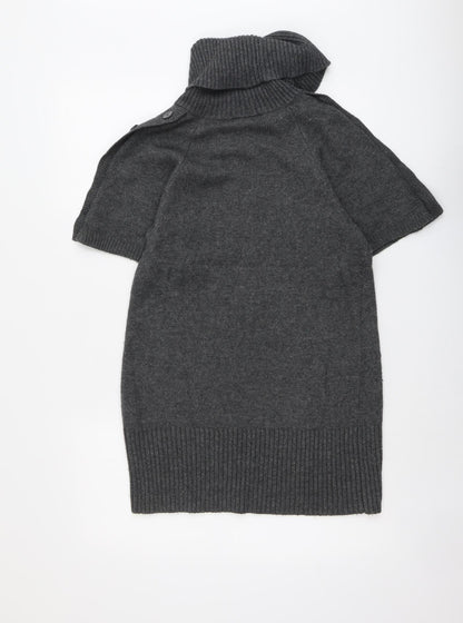 Warehouse Womens Grey Roll Neck Viscose Pullover Jumper Size 12