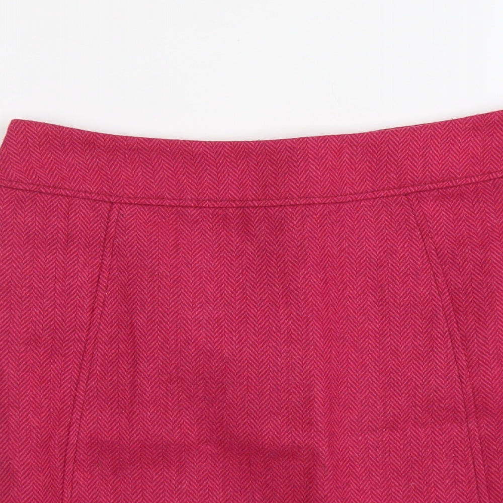 H&M Womens Pink Polyester A-Line Skirt Size S Snap