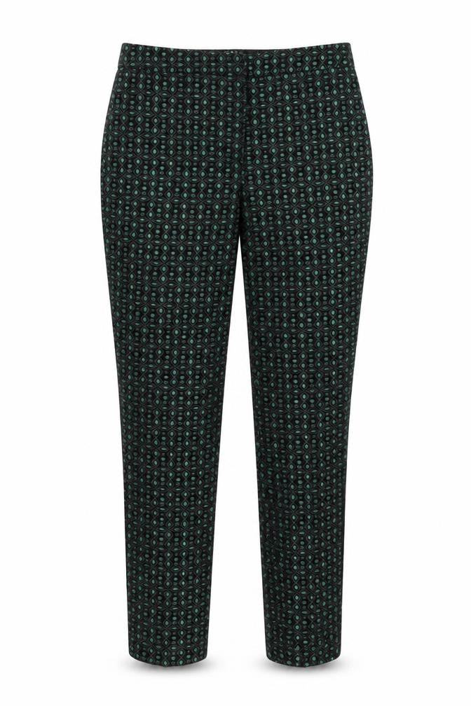 Star By Julien Macdonald Womens Green Geometric Cotton Chino Trousers Size 8 L28 in Regular Button