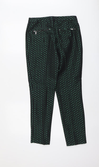 Star by Julien Macdonald Womens Green Geometric Cotton Chino Trousers Size 8 L28 in Regular Button