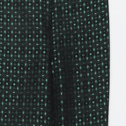 Star by Julien Macdonald Womens Green Geometric Cotton Chino Trousers Size 8 L28 in Regular Button