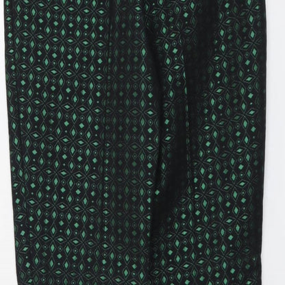 Star by Julien Macdonald Womens Green Geometric Cotton Chino Trousers Size 8 L28 in Regular Button