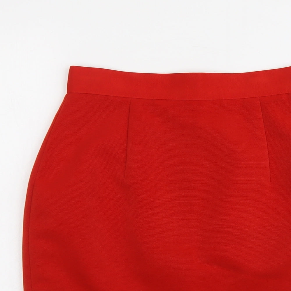 After Work Womens Red Polyester A-Line Skirt Size S Zip