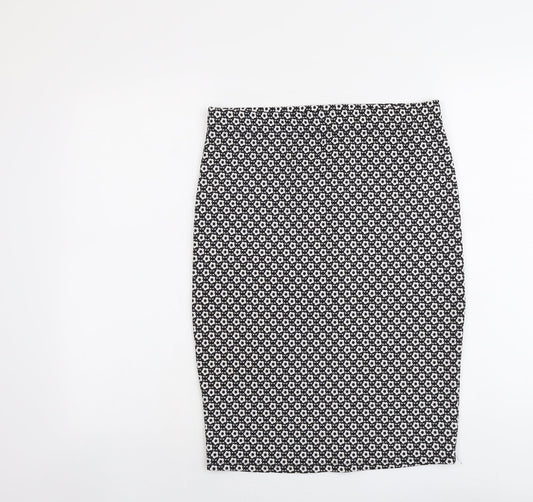Woolworths Womens Black Floral Polyester A-Line Skirt Size M