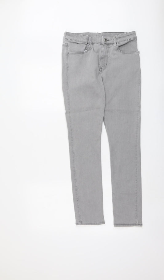H&M Womens Grey Cotton Straight Jeans Size 28 in L29 in Regular Button