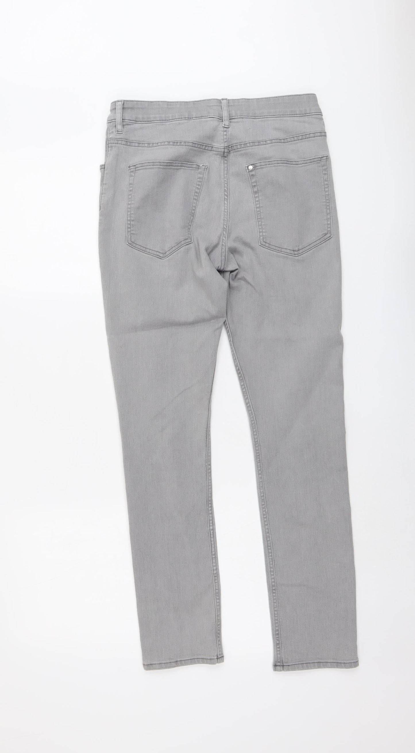 H&M Womens Grey Cotton Straight Jeans Size 28 in L29 in Regular Button