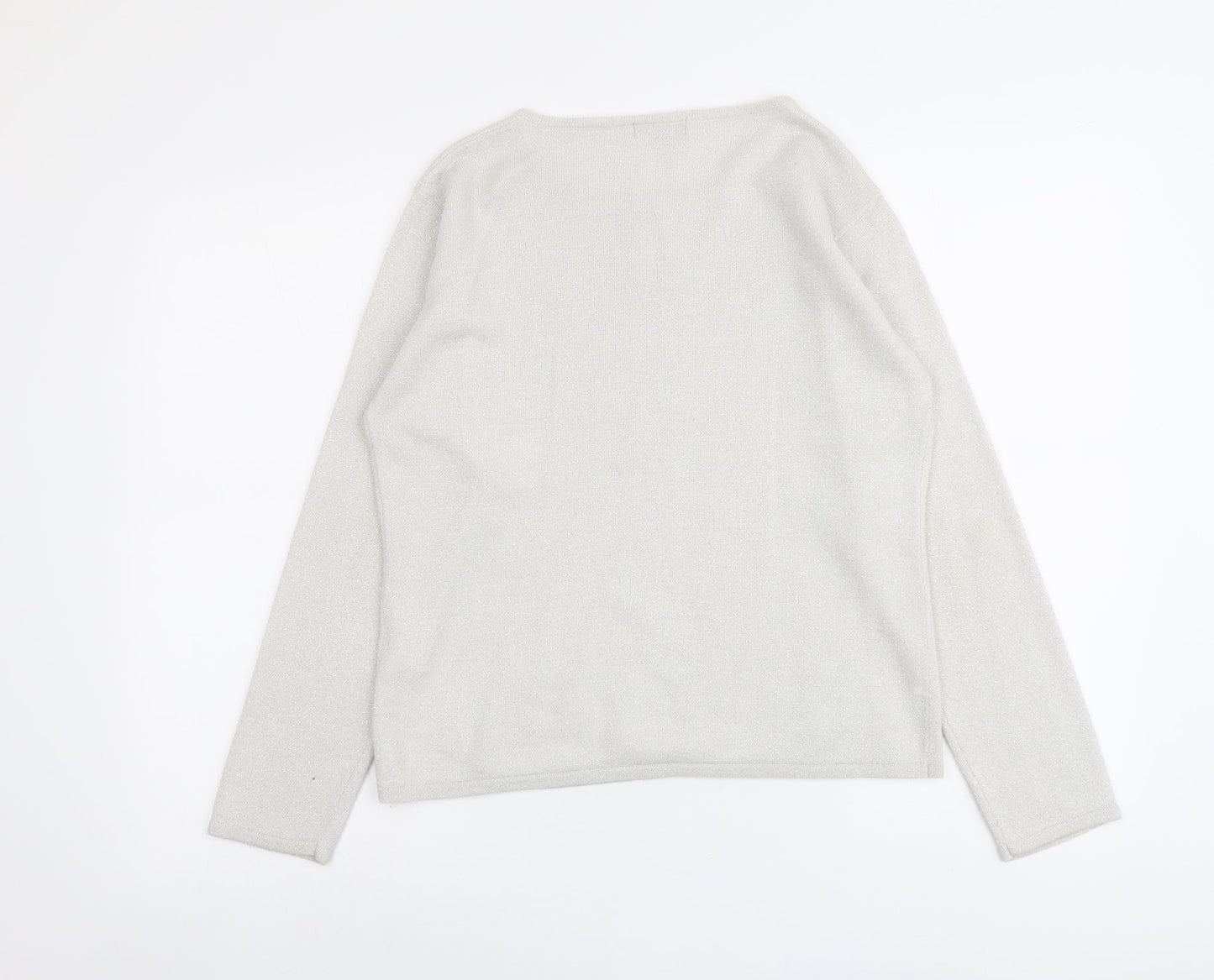 Alibi Womens Grey Round Neck Acrylic Pullover Jumper Size 10