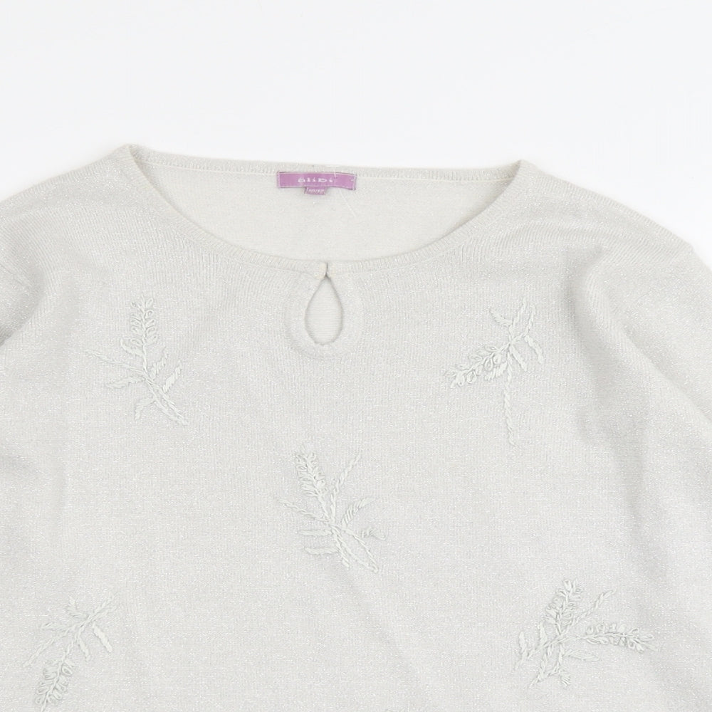 Alibi Womens Grey Round Neck Acrylic Pullover Jumper Size 10