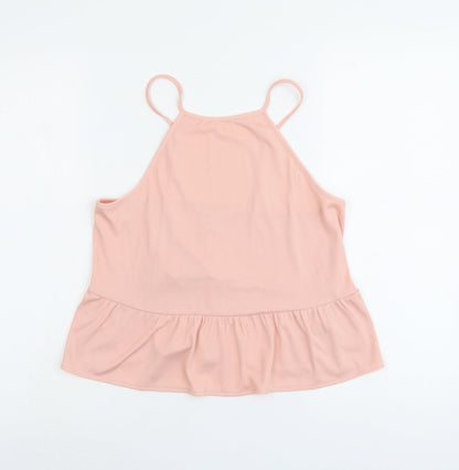 Miss Selfridge Womens Pink Polyester Basic Tank Size 12 Square Neck