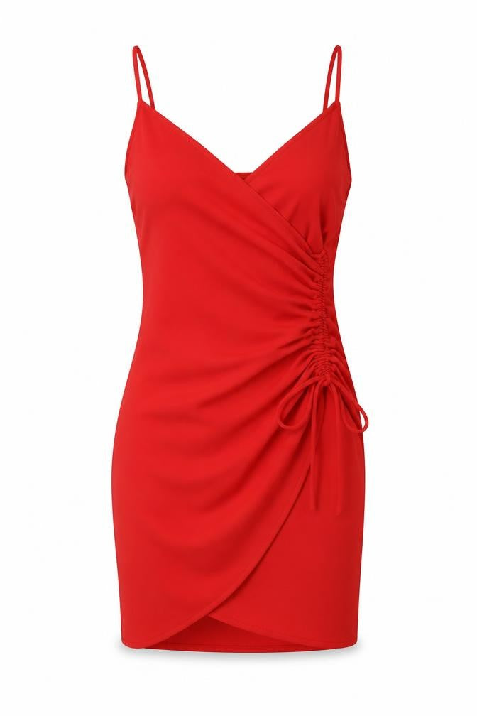 H&M Womens Red Polyester Bodycon Size 8 V-Neck Pullover