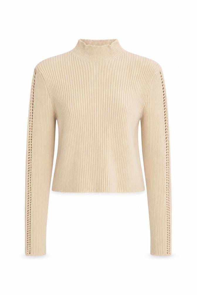 PRETTYLITTLETHING Womens Beige High Neck Viscose Pullover Jumper Size L