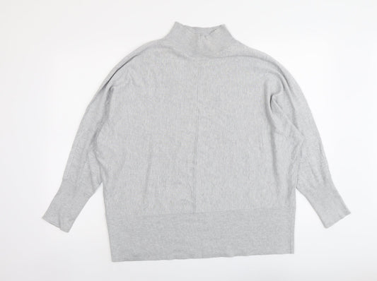 Dorothy Perkins Womens Grey High Neck Viscose Pullover Jumper Size M