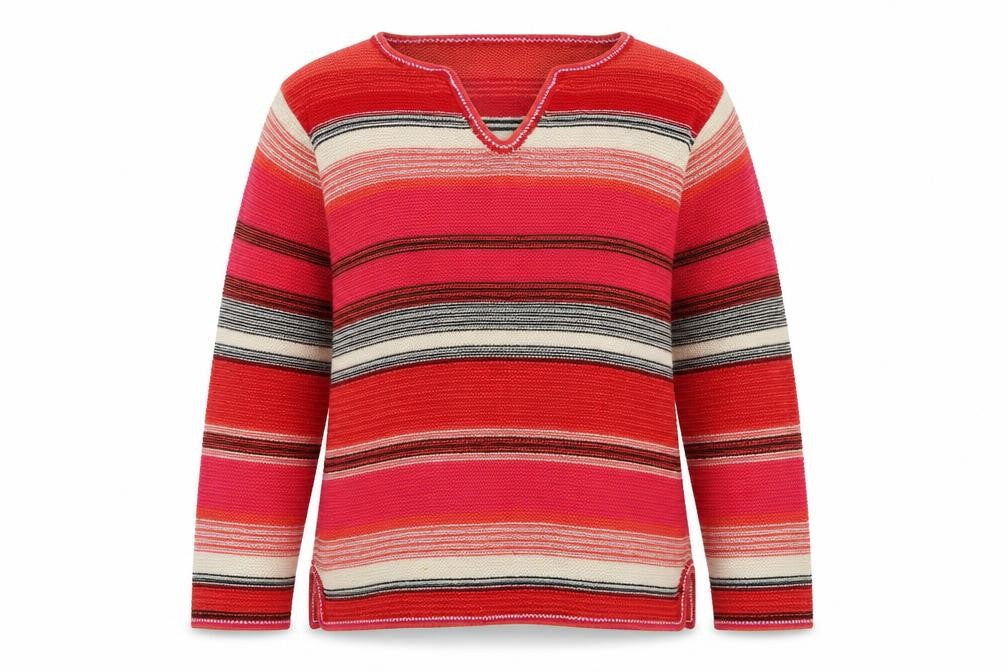 NEXT Womens Multicoloured V-Neck Striped Cotton Pullover Jumper Size S