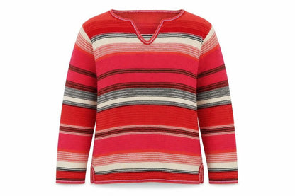Next Womens Multicoloured V-Neck Striped Cotton Pullover Jumper Size S