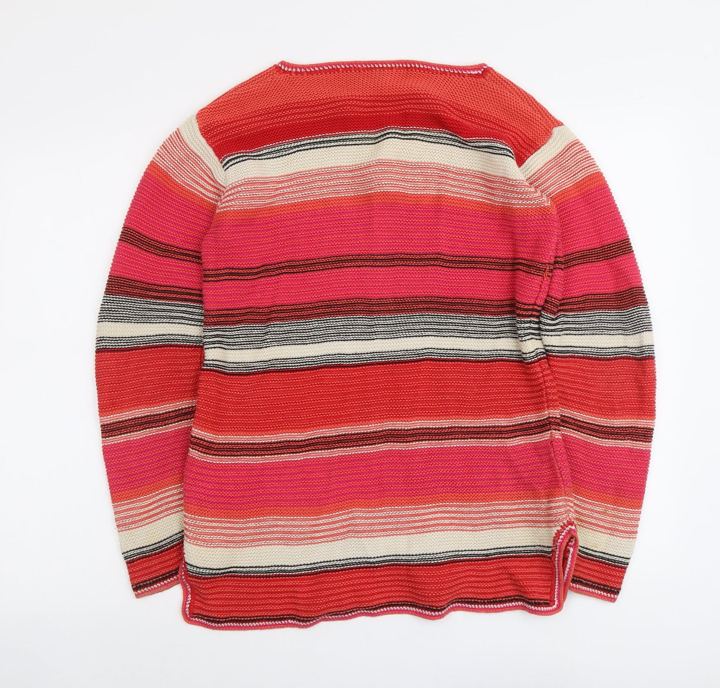 NEXT Womens Multicoloured V-Neck Striped Cotton Pullover Jumper Size S
