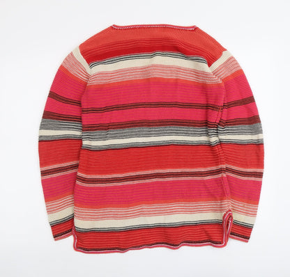 Next Womens Multicoloured V-Neck Striped Cotton Pullover Jumper Size S