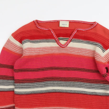 Next Womens Multicoloured V-Neck Striped Cotton Pullover Jumper Size S