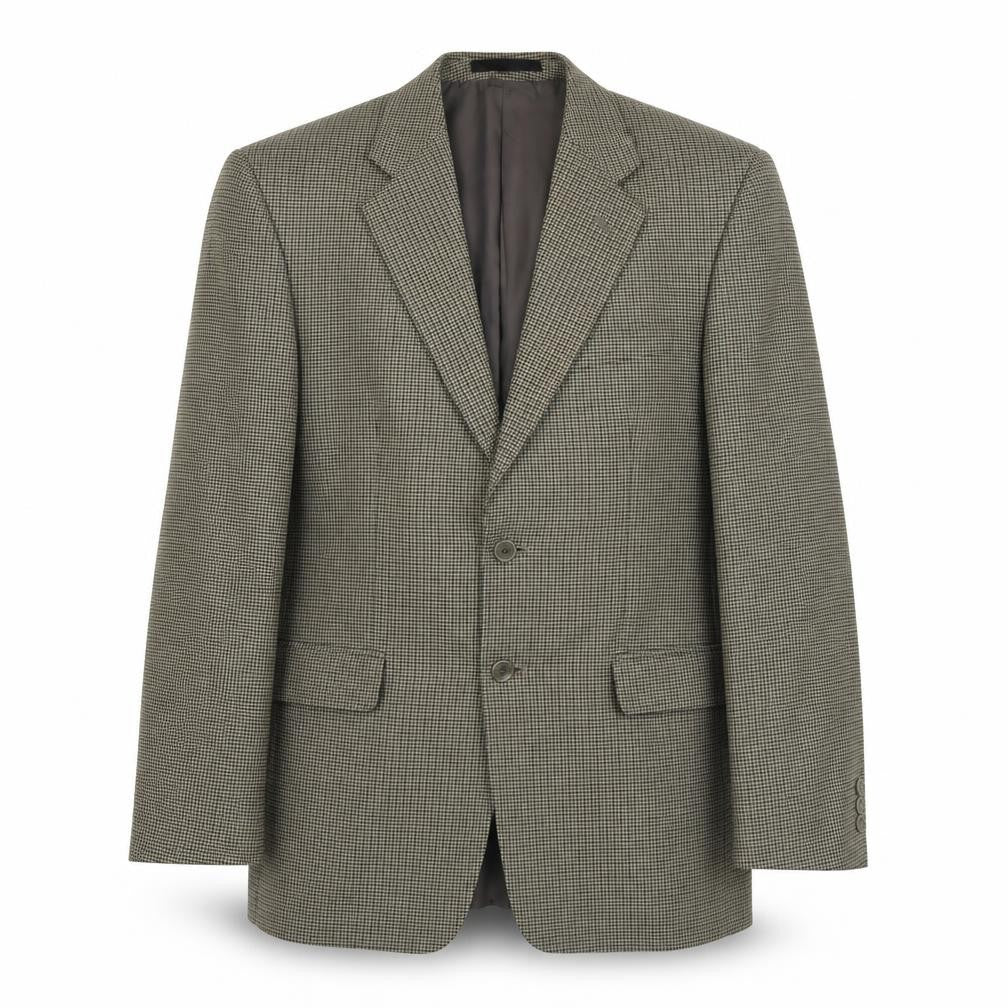 Zantos Mens Green Houndstooth Polyester Jacket Suit Jacket Size 38 Regular