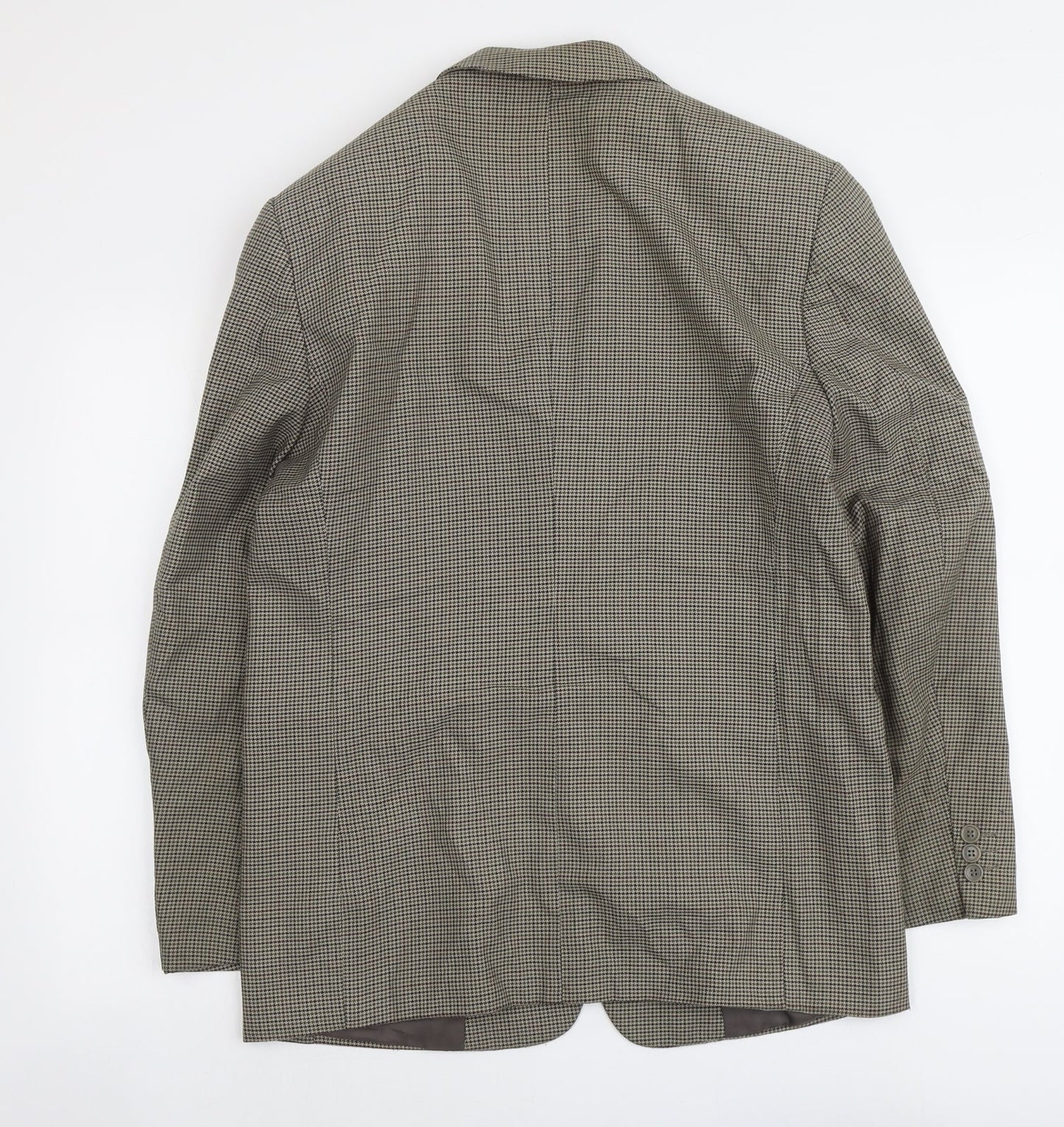 Zantos Mens Green Houndstooth Polyester Jacket Suit Jacket Size 38 Regular