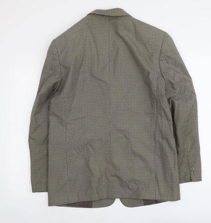Zantos Mens Green Houndstooth Polyester Jacket Suit Jacket Size 38 Regular