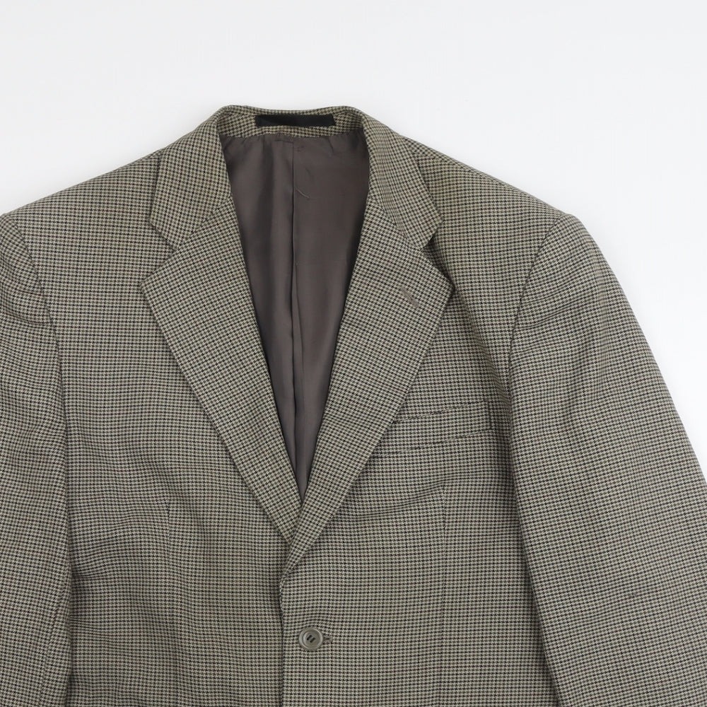 Zantos Mens Green Houndstooth Polyester Jacket Suit Jacket Size 38 Regular