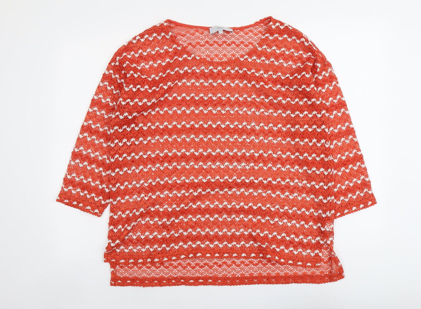 NEXT Womens Orange Round Neck Geometric Polyester Pullover Jumper Size 14