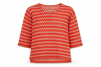 Next Womens Orange Round Neck Geometric Polyester Pullover Jumper Size 14
