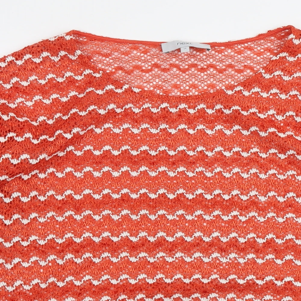 NEXT Womens Orange Round Neck Geometric Polyester Pullover Jumper Size 14