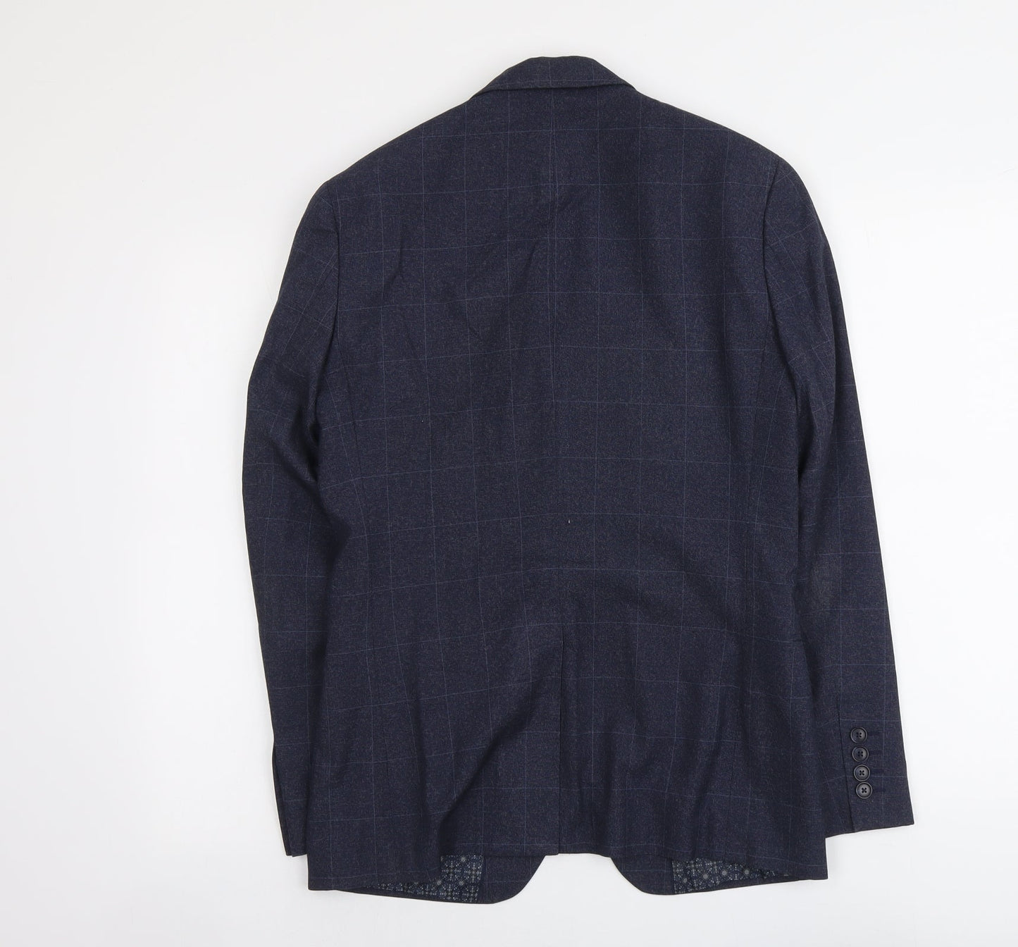 Red Herring Mens Blue Check Polyester Jacket Suit Jacket Size 36 Regular