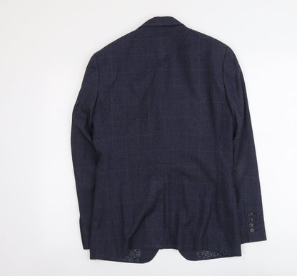 Back view of Red Herring men’s blue check polyester jacket suit jacket, size 36, regular