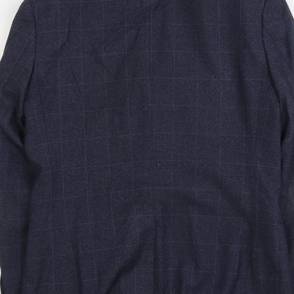 Brand and care label for Red Herring men’s blue check polyester jacket suit jacket, size 36, regular