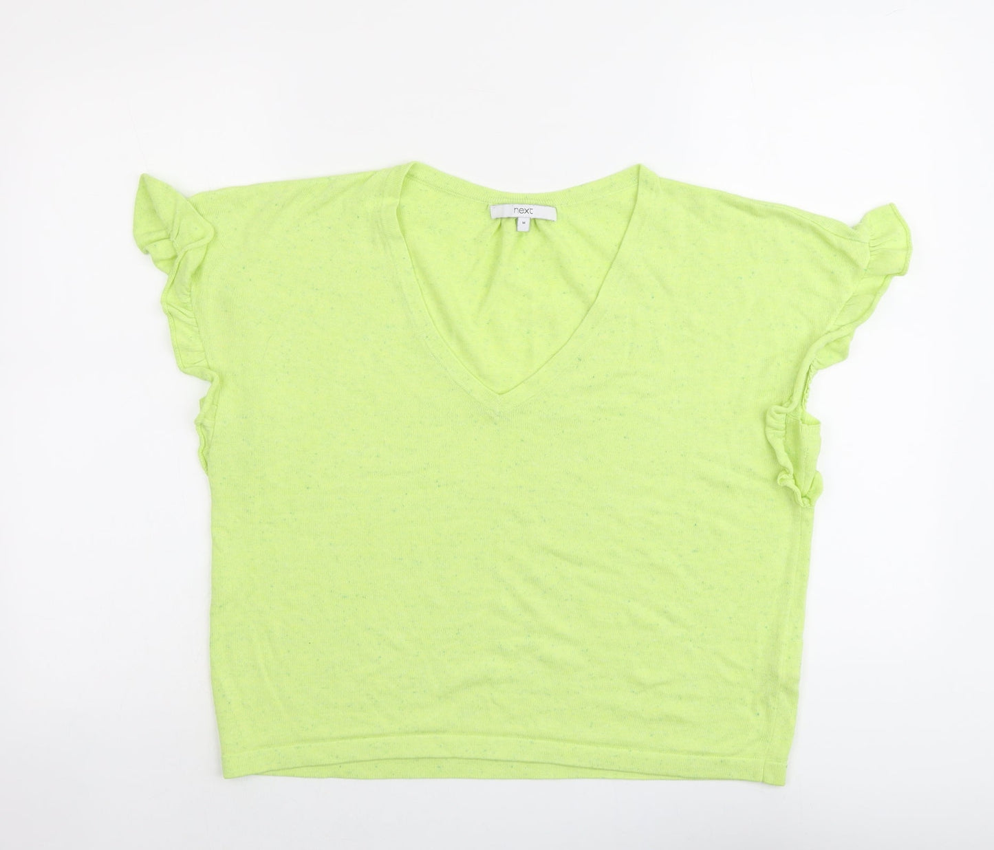 NEXT Womens Green V-Neck Acrylic Pullover Jumper Size M