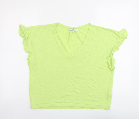 NEXT Womens Green V-Neck Acrylic Pullover Jumper Size M