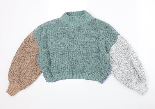 MM Womens Multicoloured Mock Neck Polyester Pullover Jumper Size S