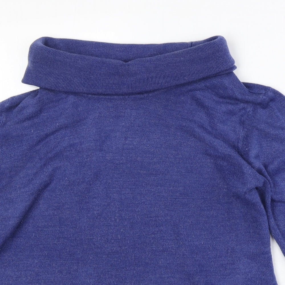 Dunnes Stores Womens Blue Roll Neck Acrylic Pullover Jumper Size L
