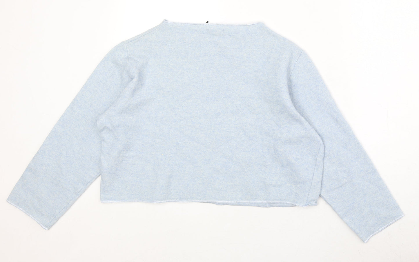 Marks and Spencer Womens Blue Boat Neck Wool Pullover Jumper Size 14