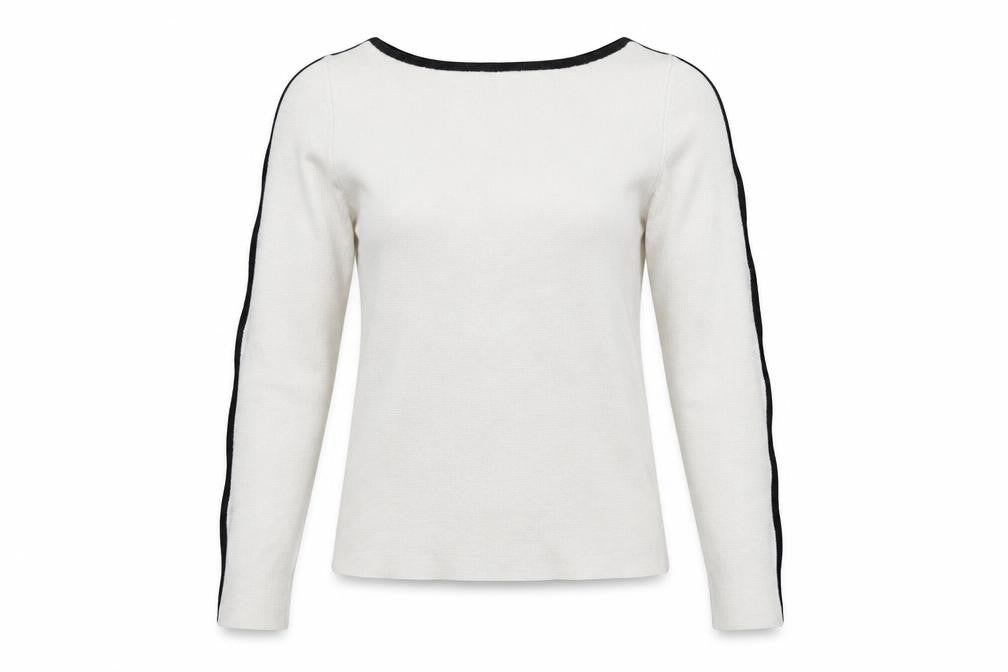 River Island Womens White Boat Neck Viscose Pullover Jumper Size 8 - Contrast Sleeve Detail