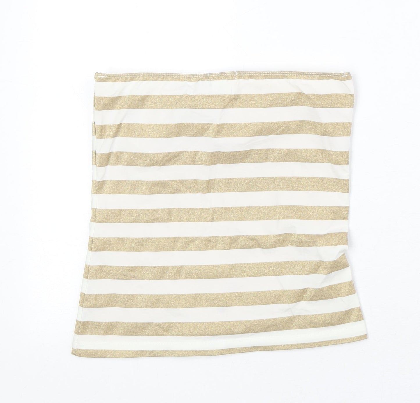 Zara Womens Gold Striped Nylon Basic Tank Size M Off the Shoulder