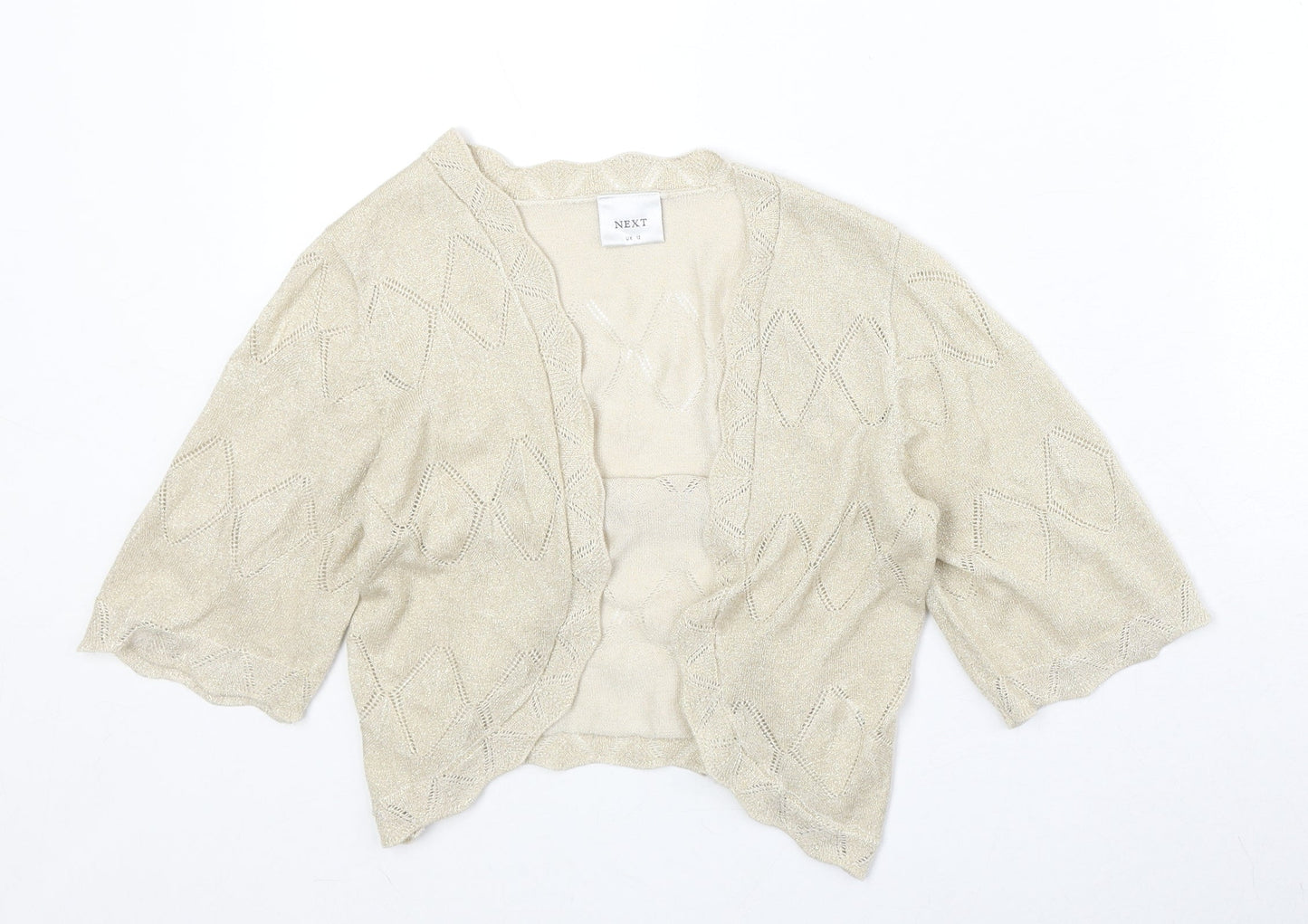 NEXT Womens Beige V-Neck Viscose Cardigan Jumper Size 12