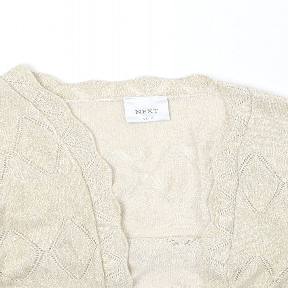NEXT Womens Beige V-Neck Viscose Cardigan Jumper Size 12