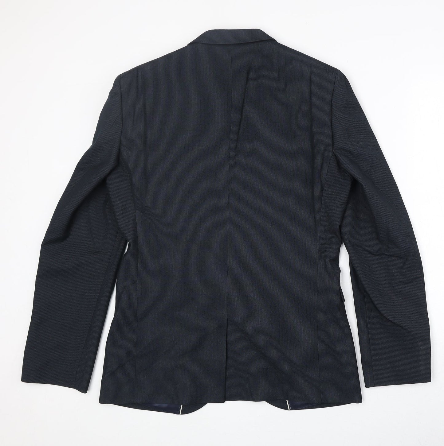NEXT Mens Blue Striped Polyester Jacket Suit Jacket Size 38 Regular