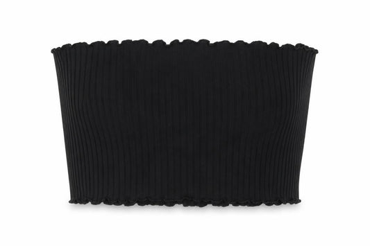 PRETTYLITTLETHING Womens Black Polyester Cropped Tank Size 12 Off the Shoulder