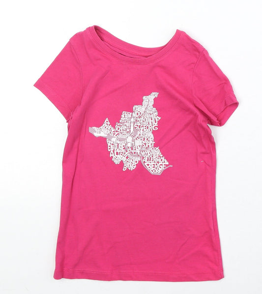 Stella Stanley Girls Pink 100% Cotton Basic T-Shirt Size 7-8 Years Round Neck Pullover