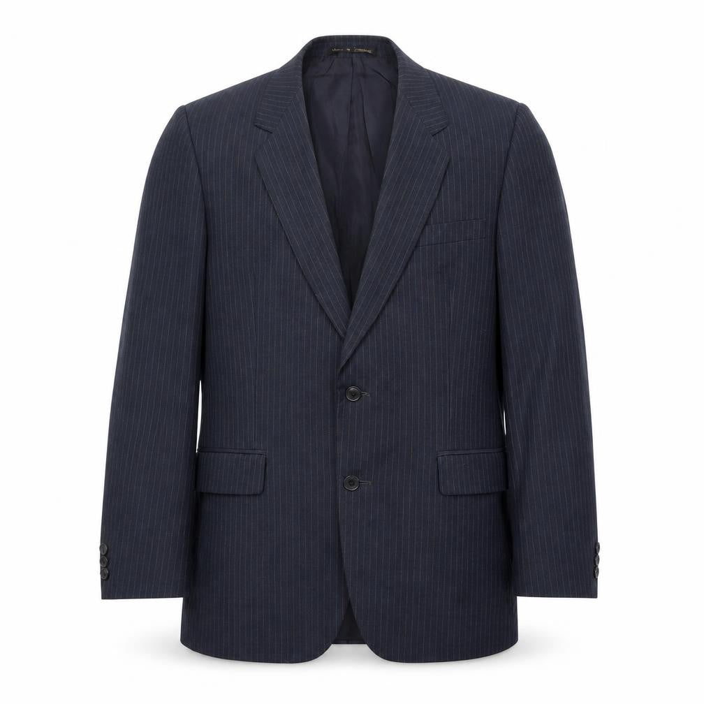 Burton Mens Blue Striped Polyester Jacket Suit Jacket Size 38 Regular - Pinstripe