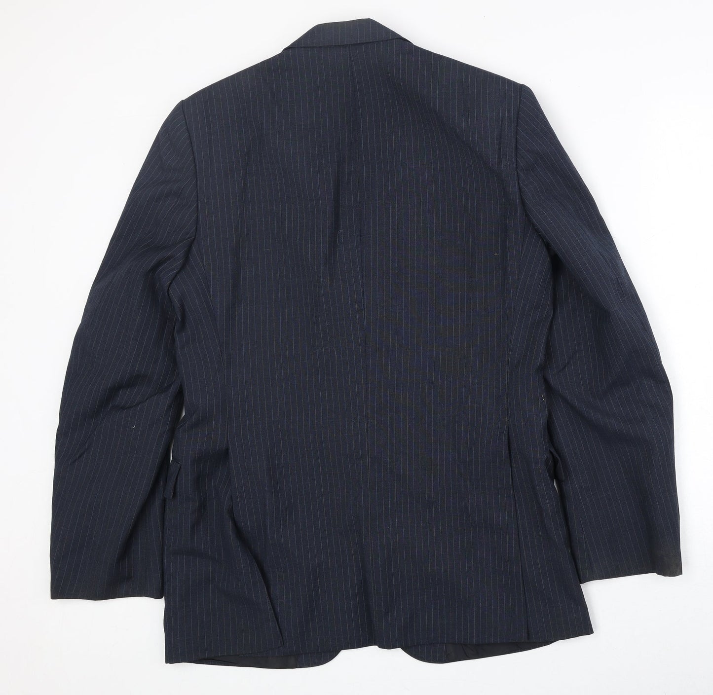 Burton Mens Blue Striped Polyester Jacket Suit Jacket Size 38 Regular - Pinstripe